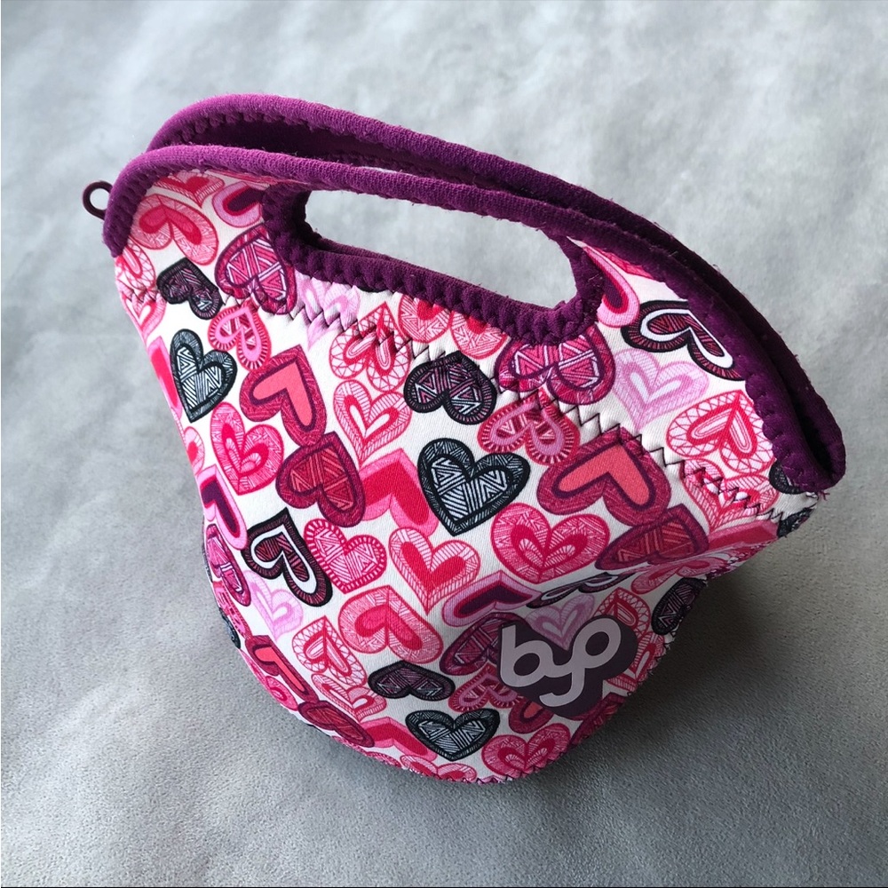 BYO ~ Zip Lunch Bag ~ Heart Print ~ Pink Purple